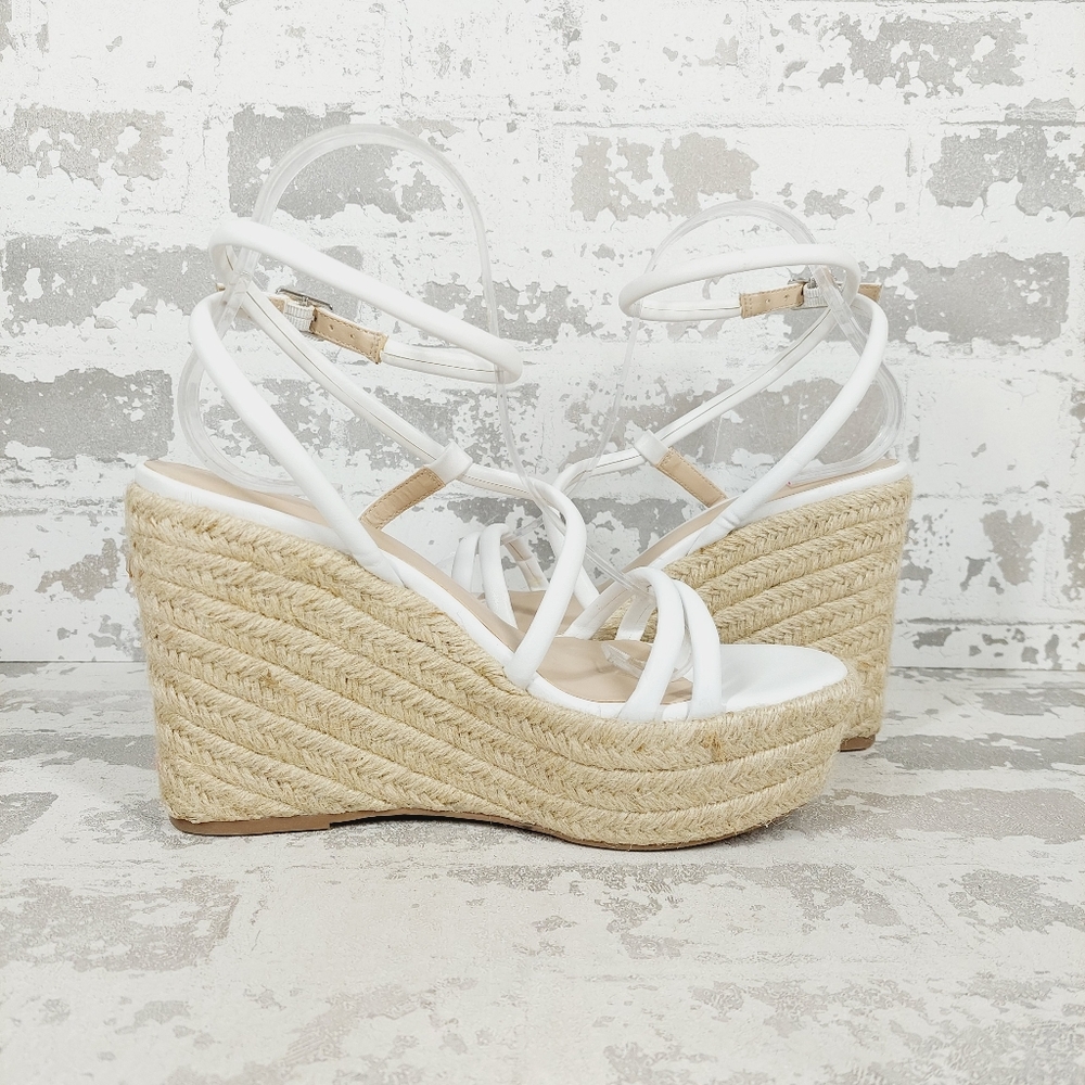 NEW BP White Cohan Espadrille Wedge Strappy Sandals V679 - Picture 3 of 13